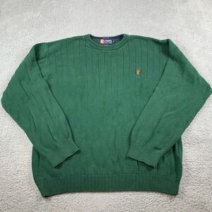Vintage Chaps Ralph Lauren Sweater Mens XL Green Hand Framed Crew Neck 90's CRL